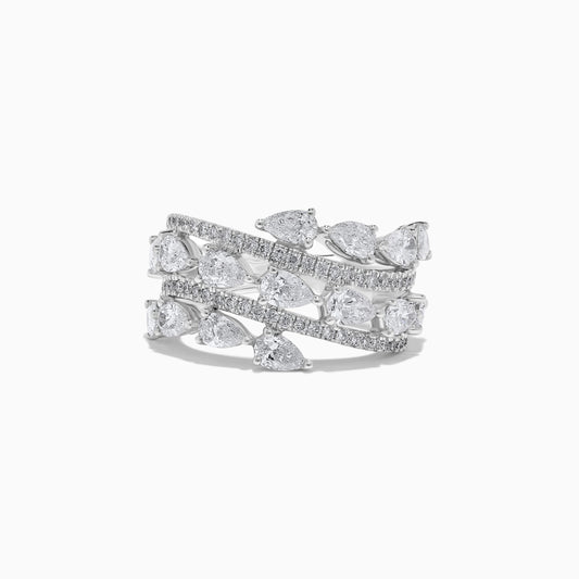 Natural White Pear Diamond 2.82 Carat TW White Gold Cocktail Ring