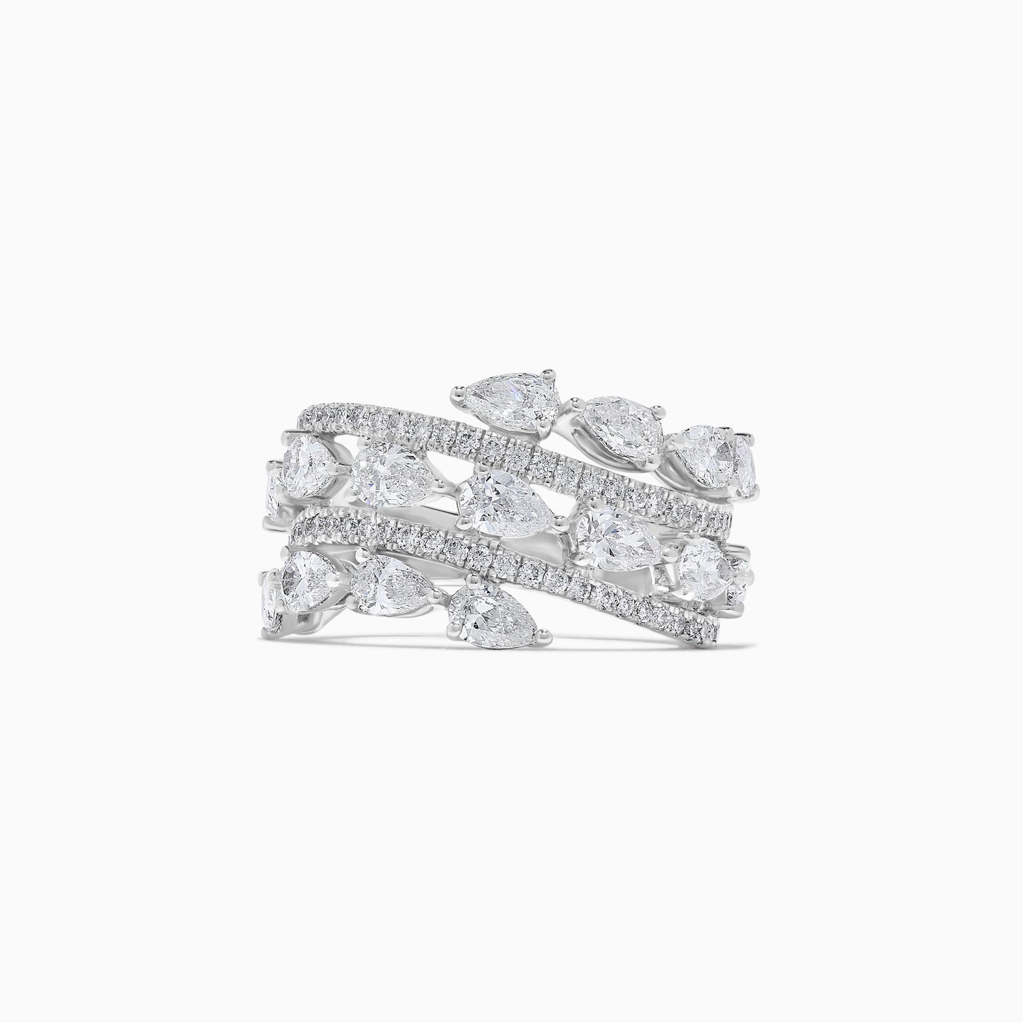 Natural White Pear Diamond 2.82 Carat TW White Gold Cocktail Ring