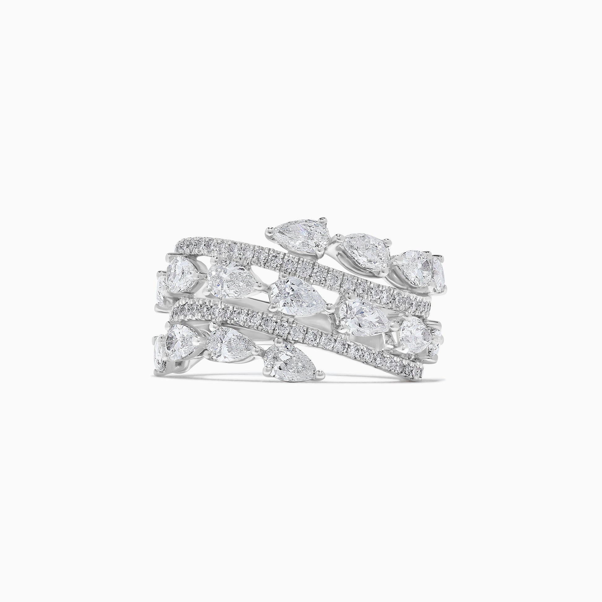 Natural White Pear Diamond 2.82 Carat TW White Gold Cocktail Ring
