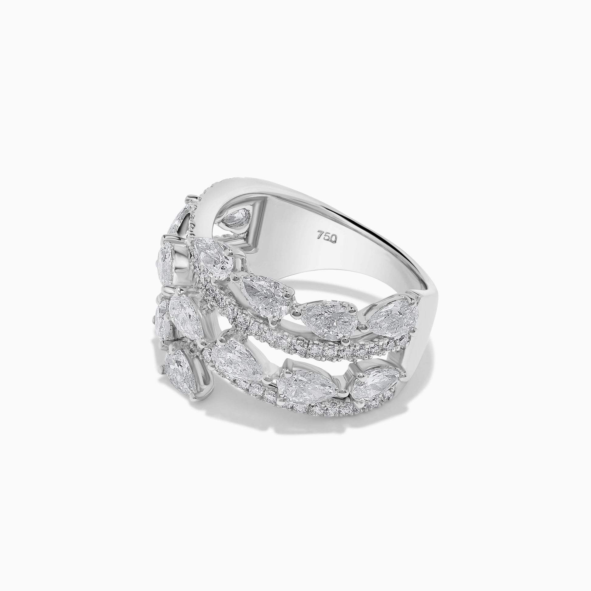 Natural White Pear Diamond 2.82 Carat TW White Gold Cocktail Ring