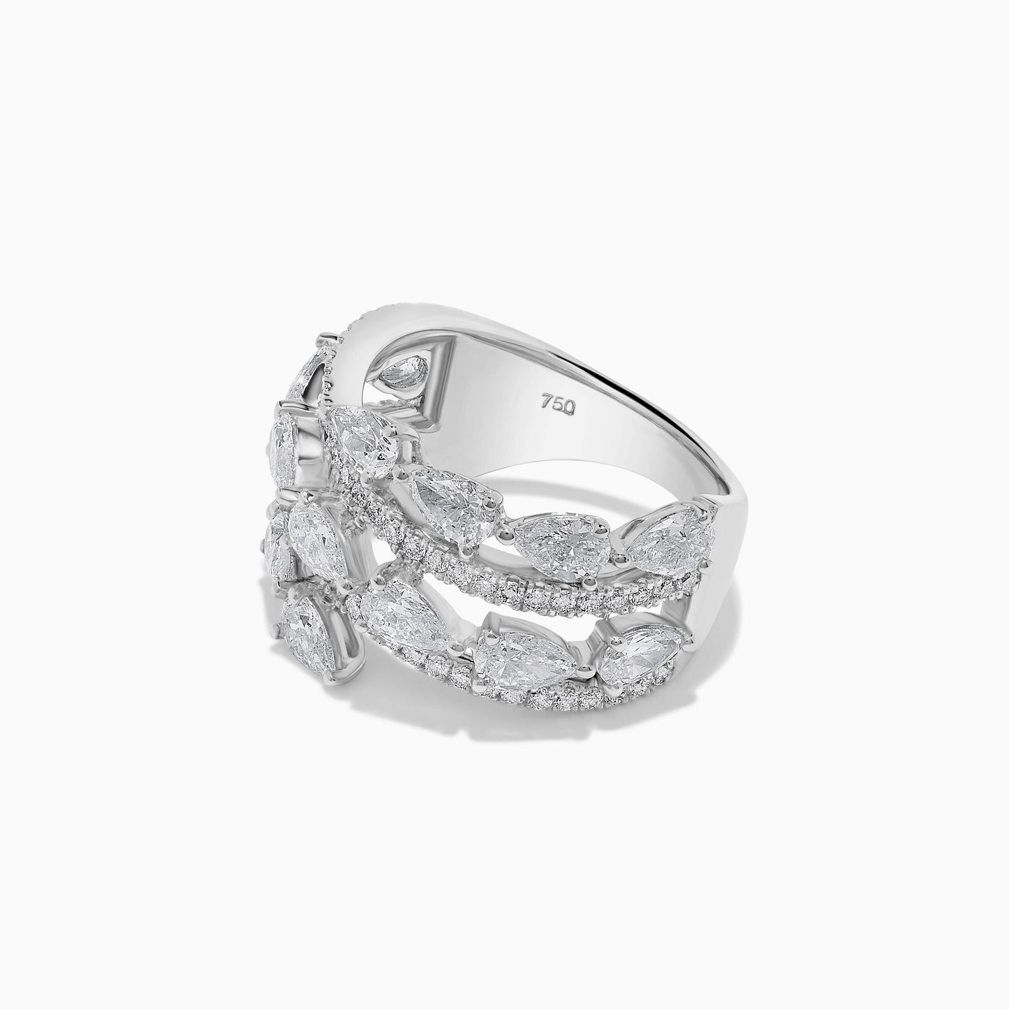 Natural White Pear Diamond 2.82 Carat TW White Gold Cocktail Ring