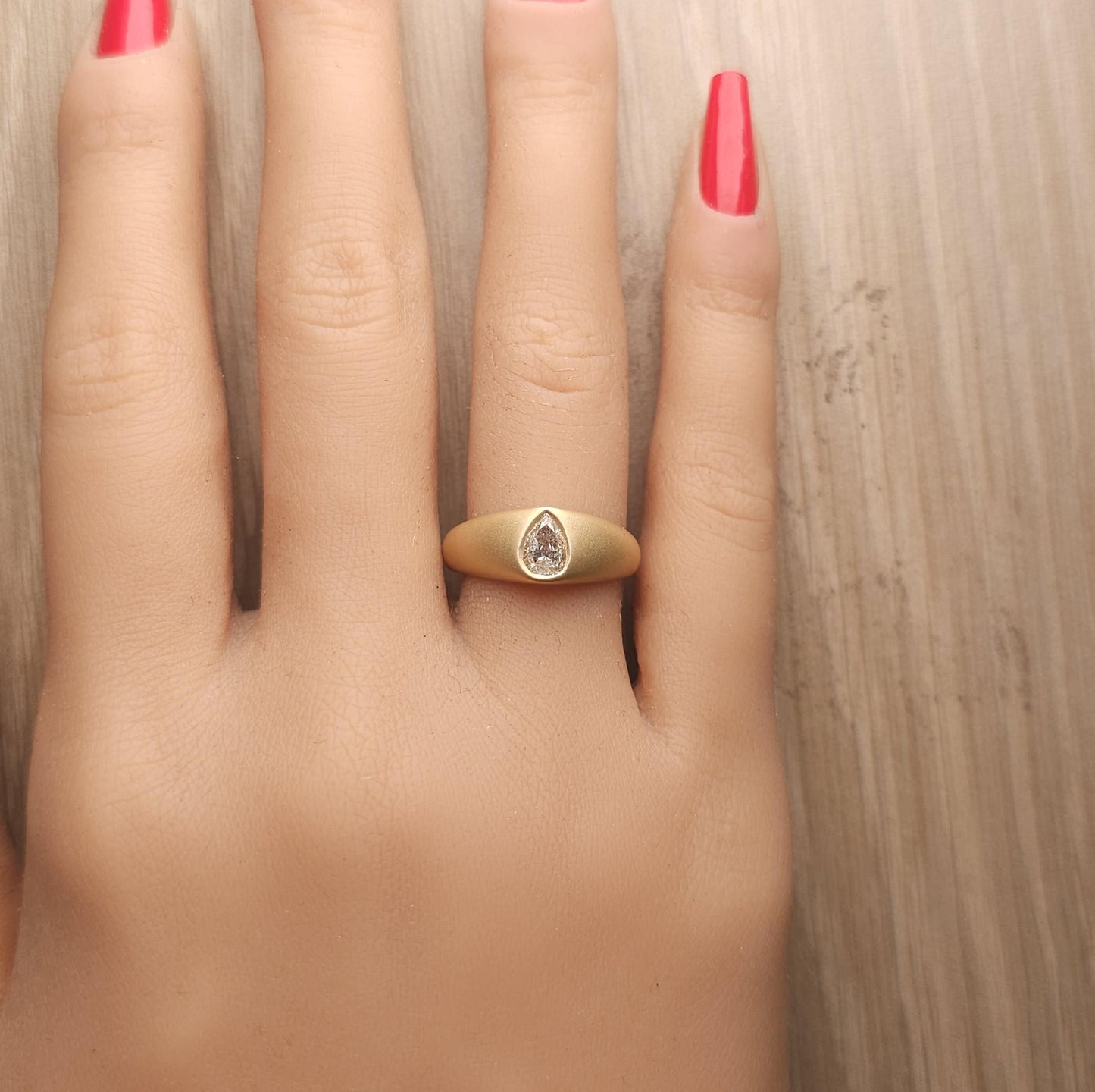 Natural White Pear Diamond 0.51 Carat TW Yellow Gold Cocktail Band