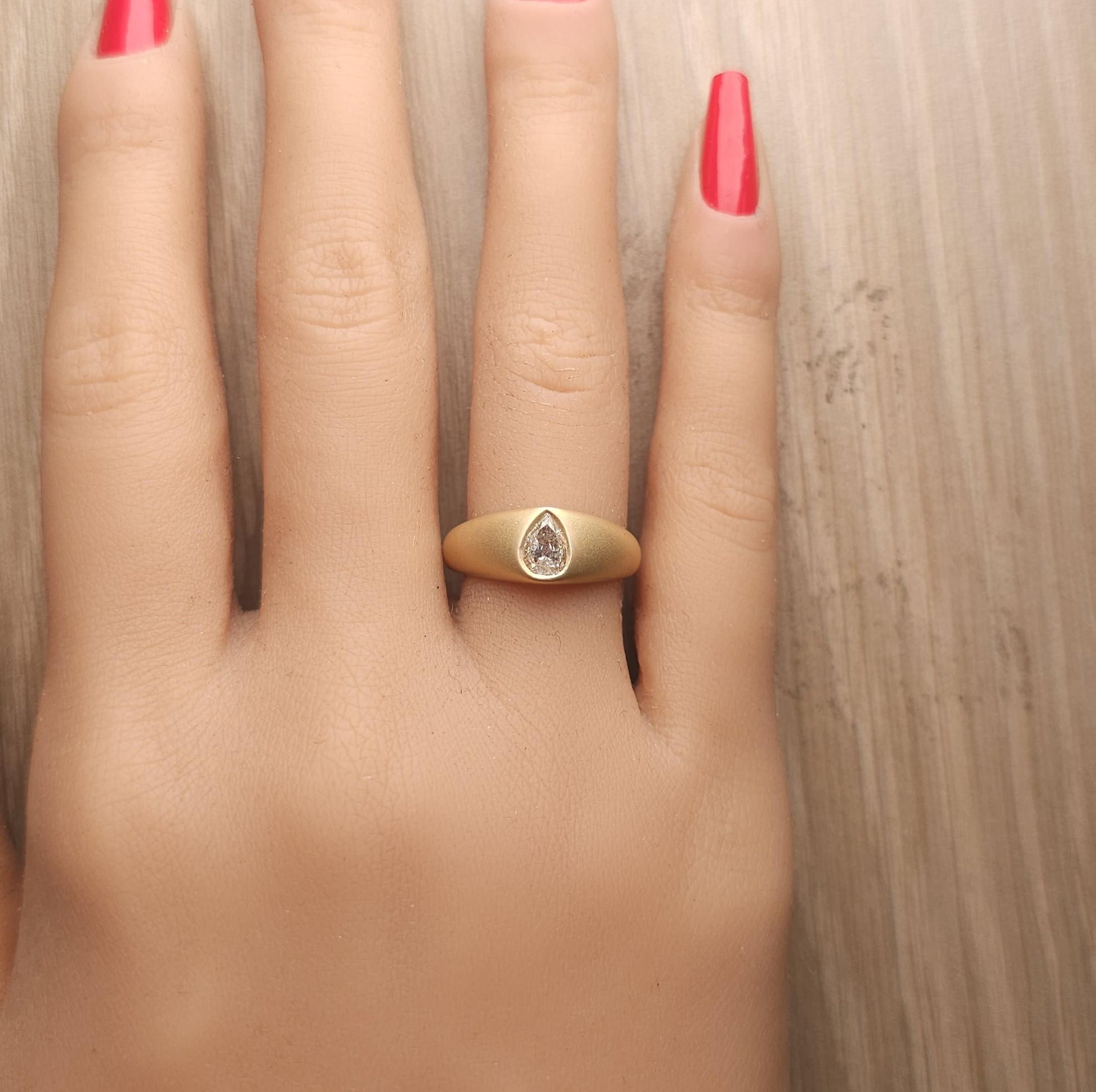 Natural White Pear Diamond 0.51 Carat TW Yellow Gold Cocktail Band