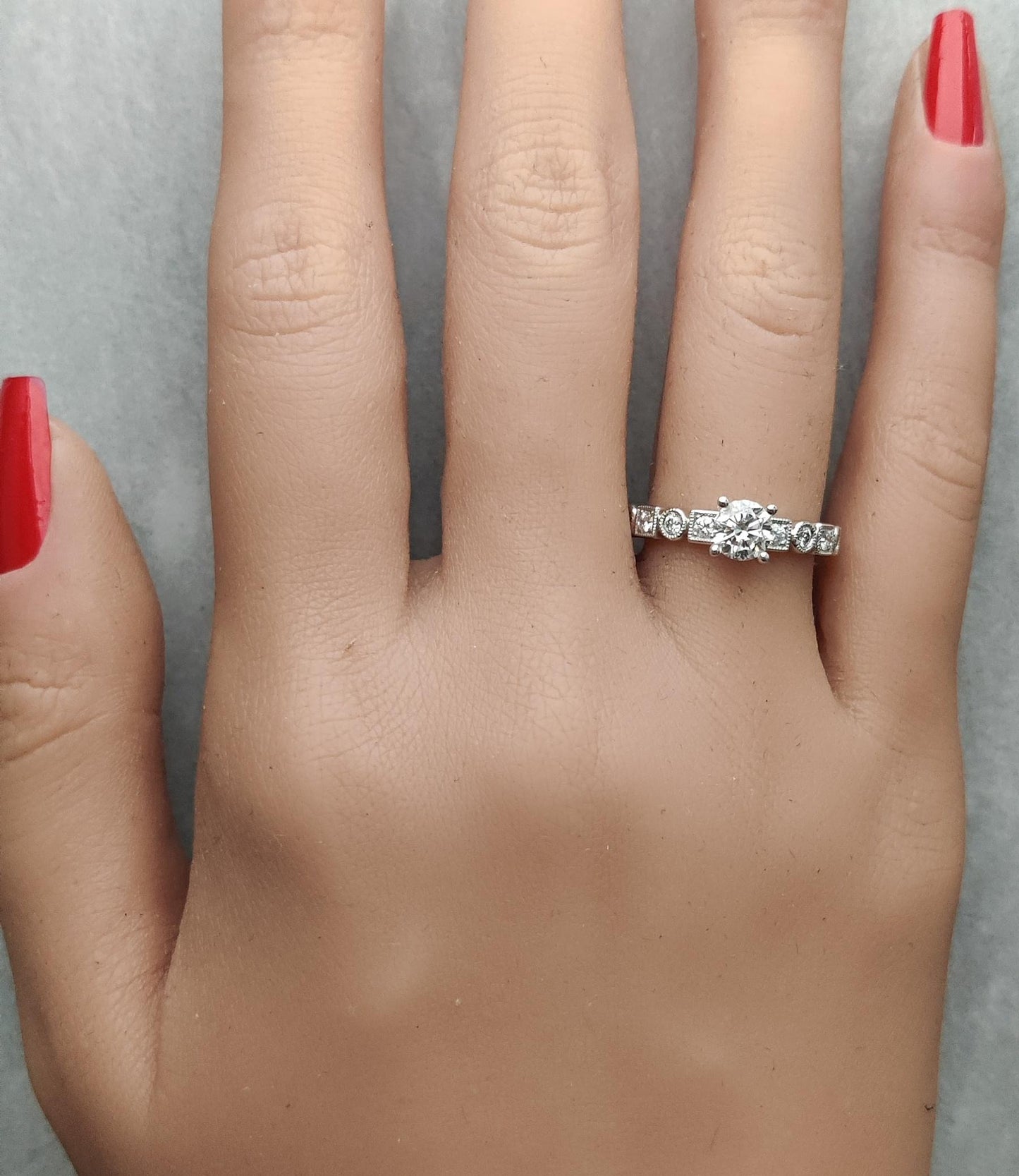 Natural White Round Diamond .83 Carat TW White Gold Cocktail Ring