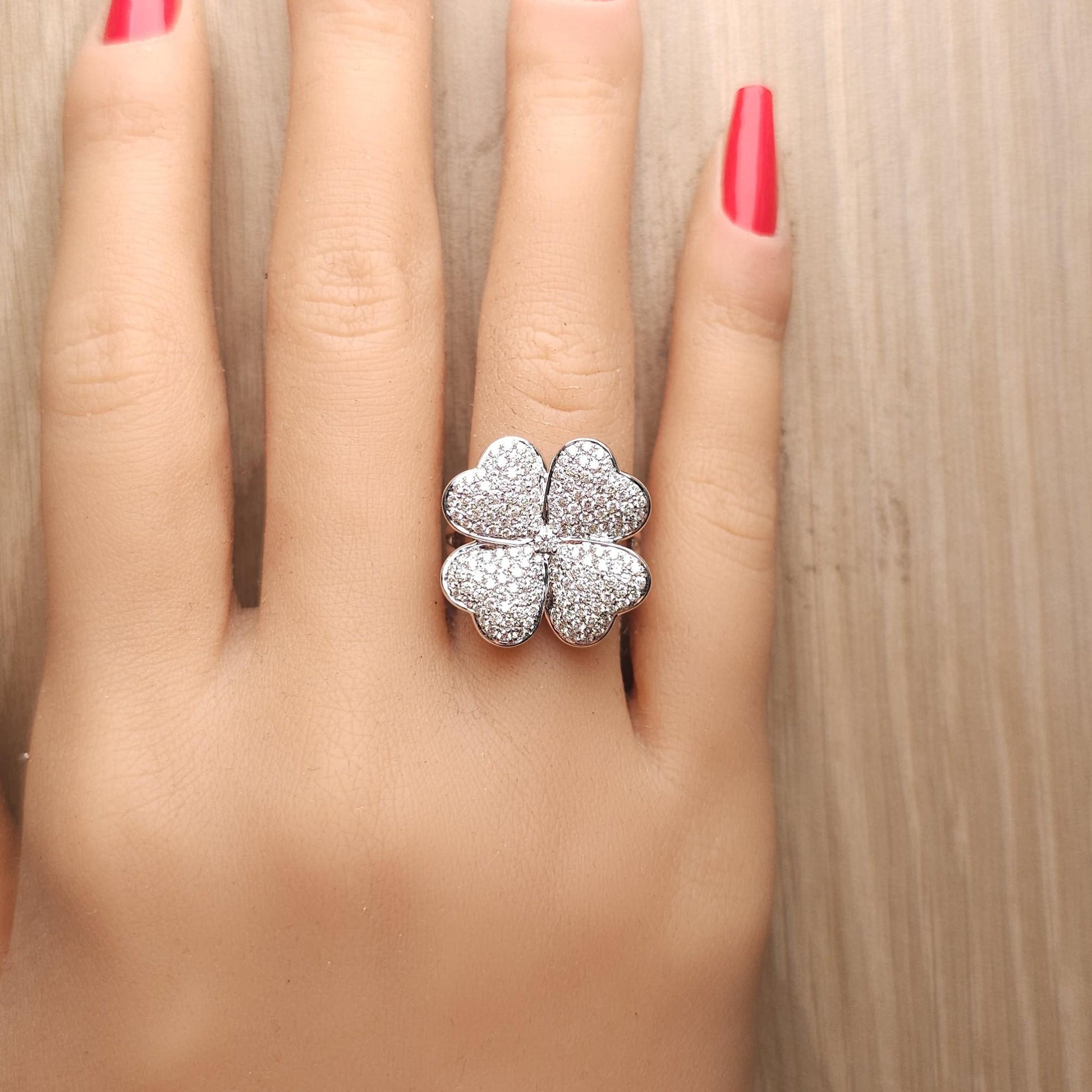 Natural White Round Diamond 1.16 Carat TW White Gold Cocktail Ring