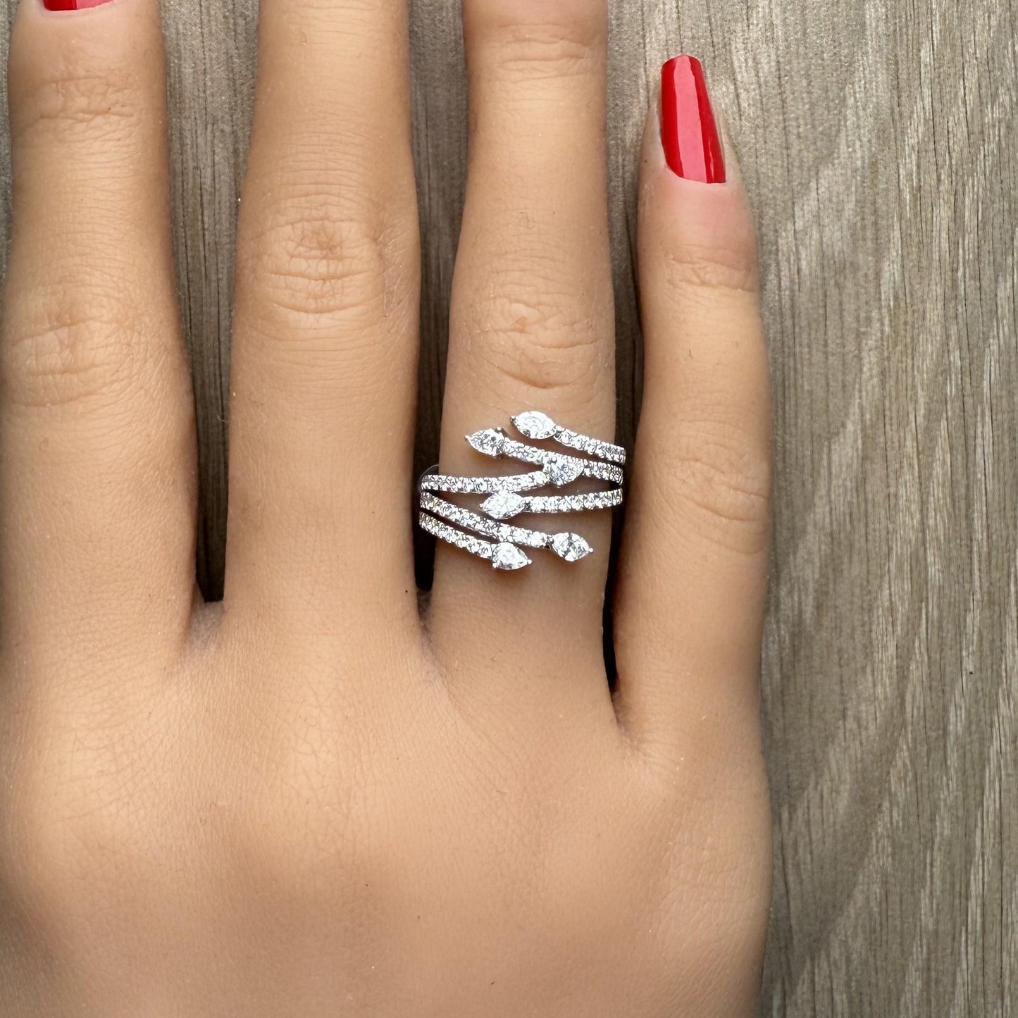 Natural White Marquise Diamond 1.06 Carat TW Gold Ring
