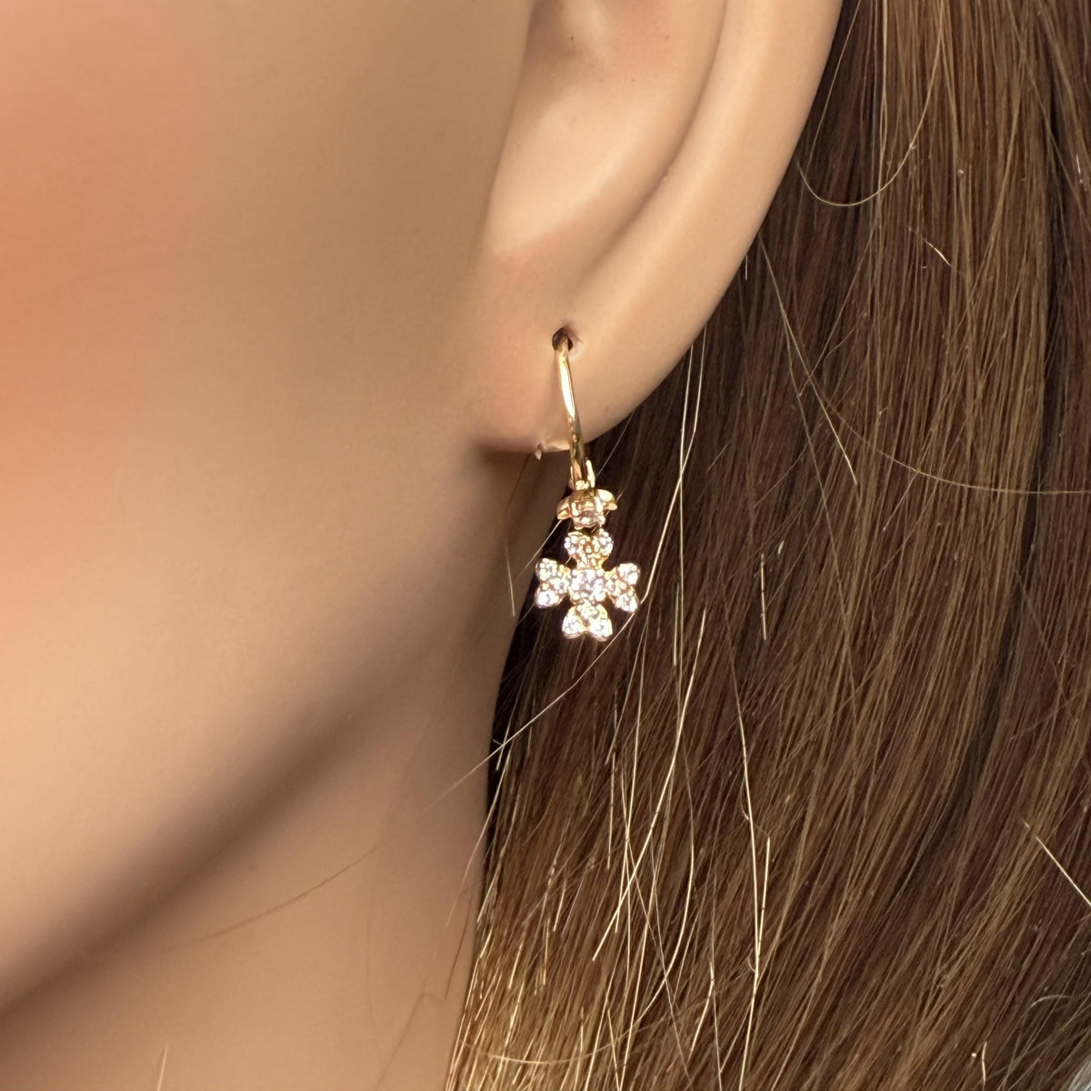 Natural White Round Diamond 0.22 Carat TW Gold Earrings