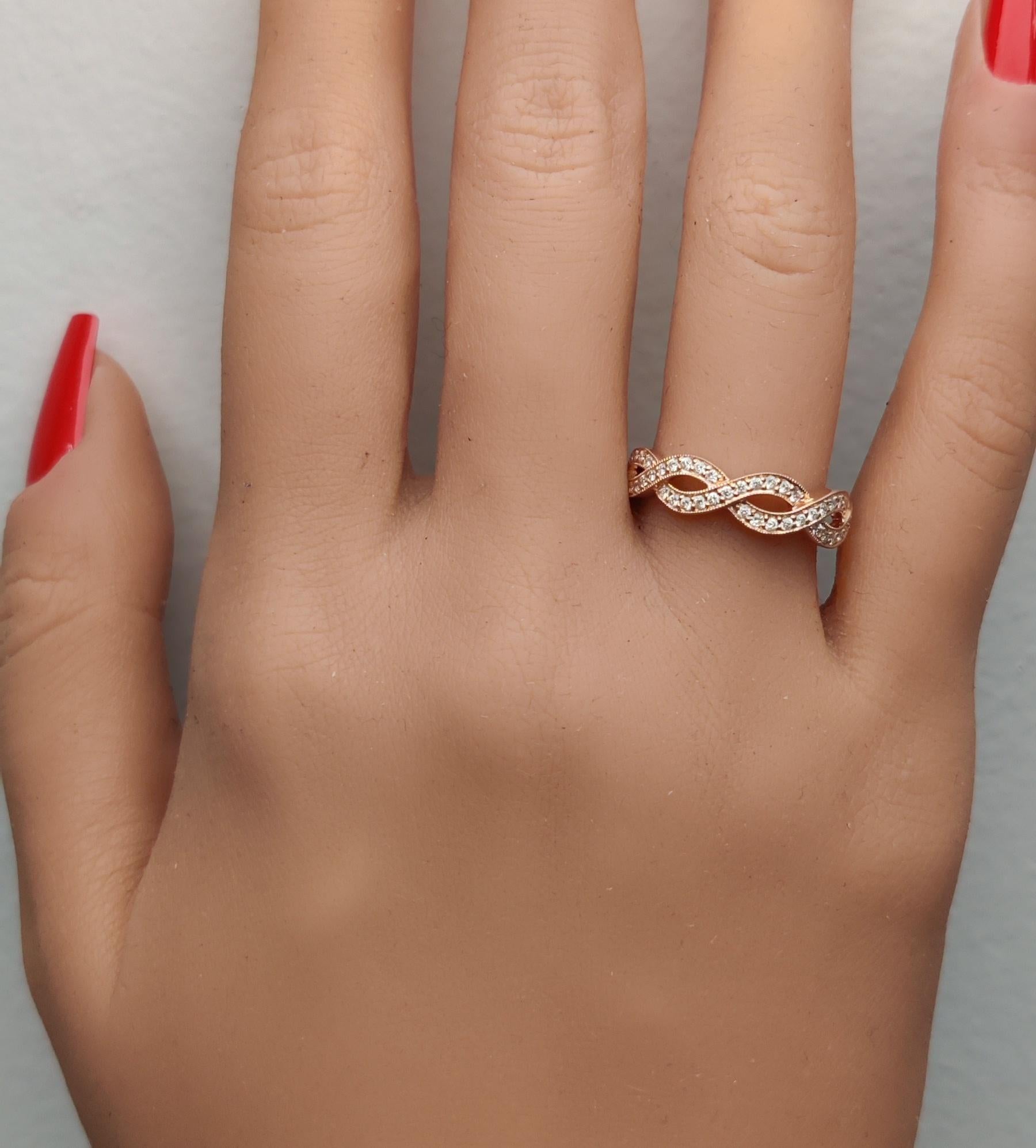 Natural White Round Diamond 0.32 Carat TW Rose Gold Cocktail Band