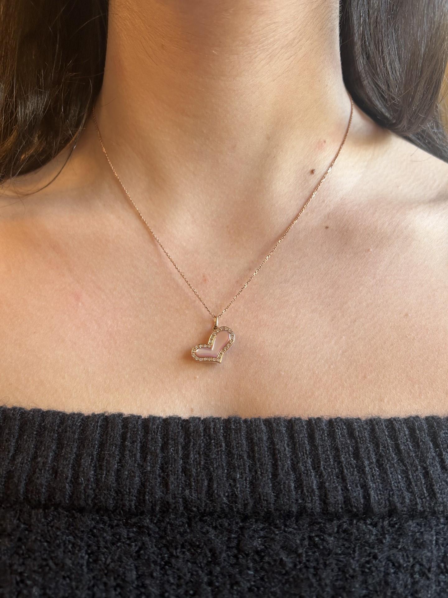 Natural Pink Shell/Pearl and White Diamond 1.06 Carat TW Gold Reversible Pendant