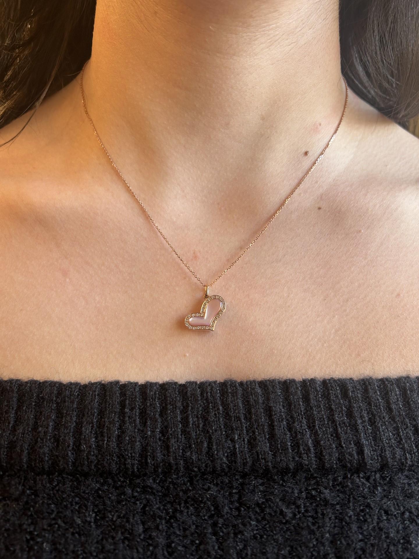 Natural Pink Shell/Pearl and White Diamond 1.06 Carat TW Gold Reversible Pendant