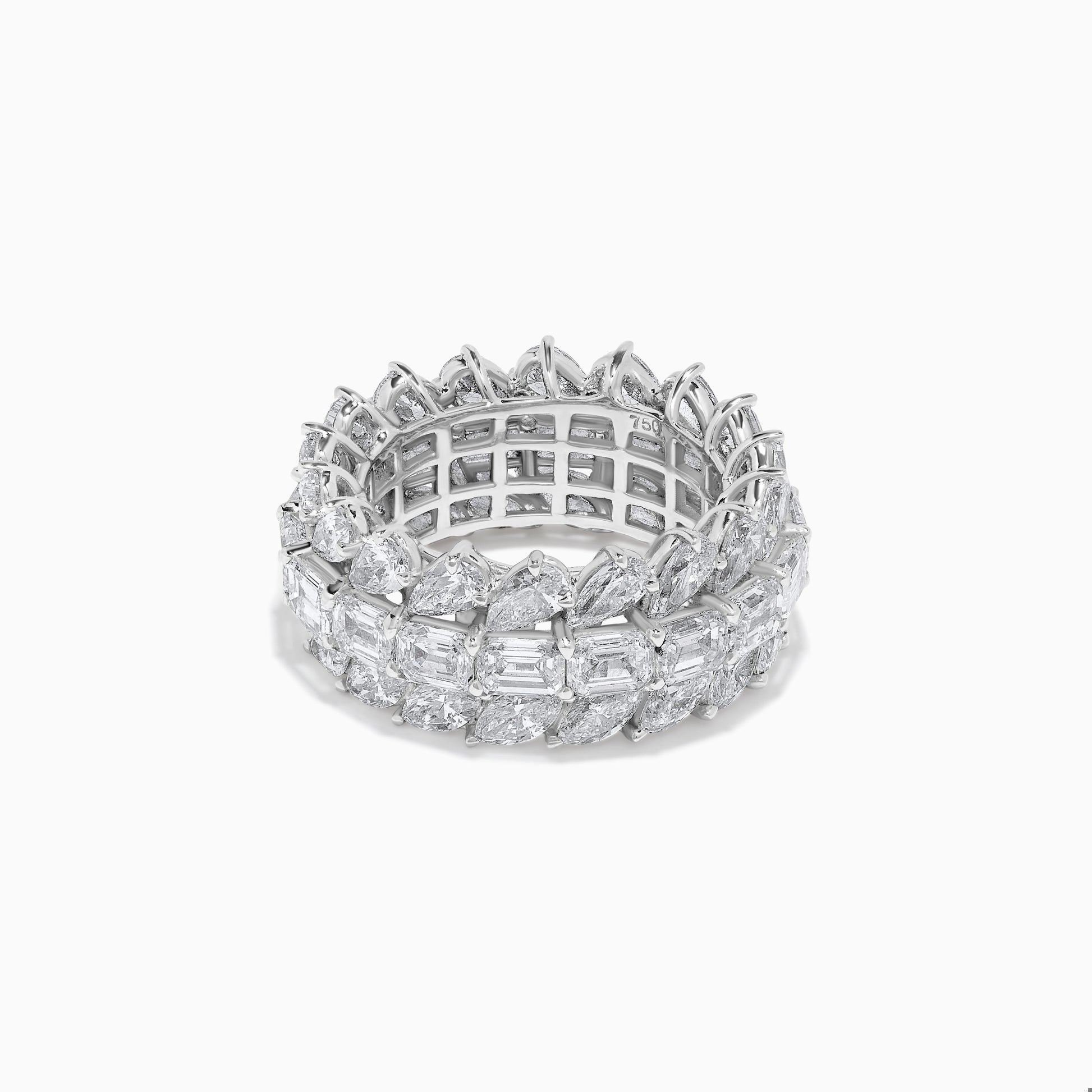 Natural White Emerald Diamond 11.15 Carat TW White Gold Eternity Band