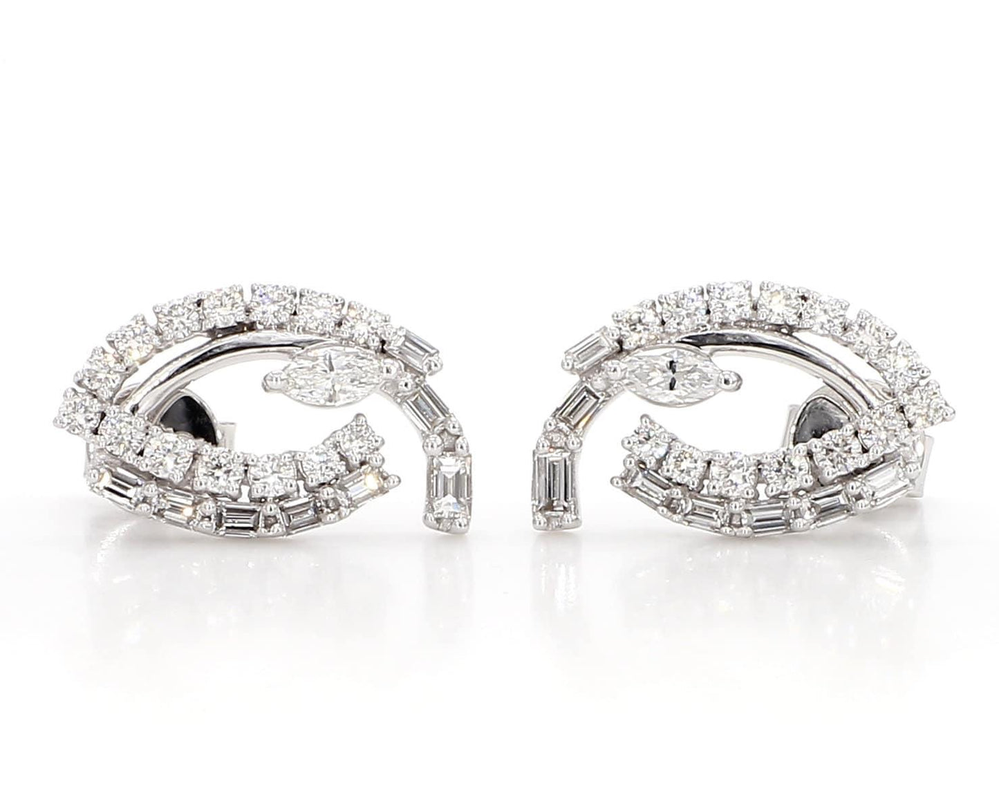 Natural White Marquise Diamond 1.16 Carat TW White Gold Stud Earrings