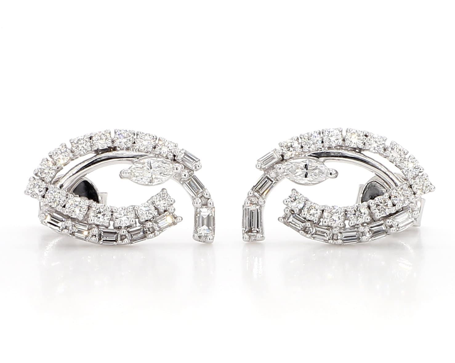 Natural White Marquise Diamond 1.16 Carat TW White Gold Stud Earrings