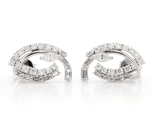 Natural White Marquise Diamond 1.16 Carat TW White Gold Stud Earrings