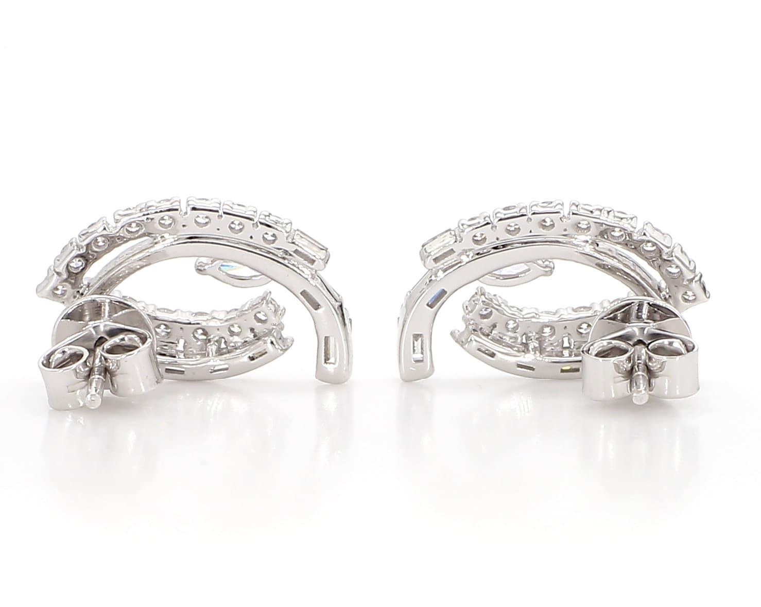 Natural White Marquise Diamond 1.16 Carat TW White Gold Stud Earrings