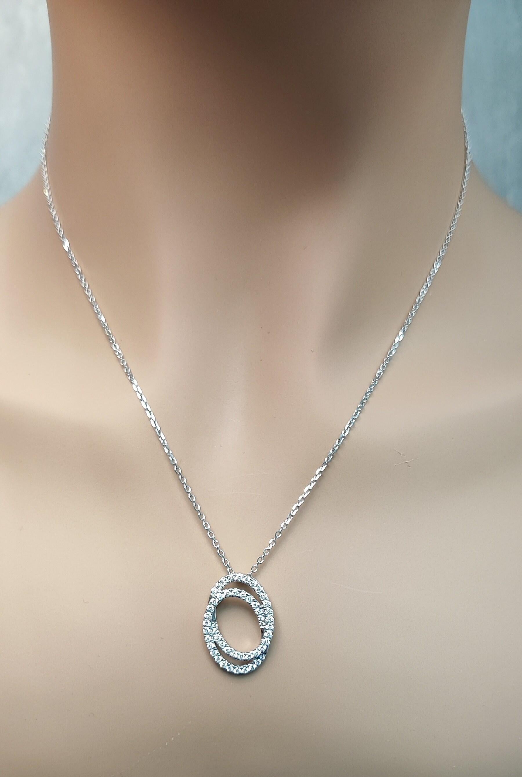 Natural White Round Diamond 0.60 Carat TW White Gold Drop Pendant