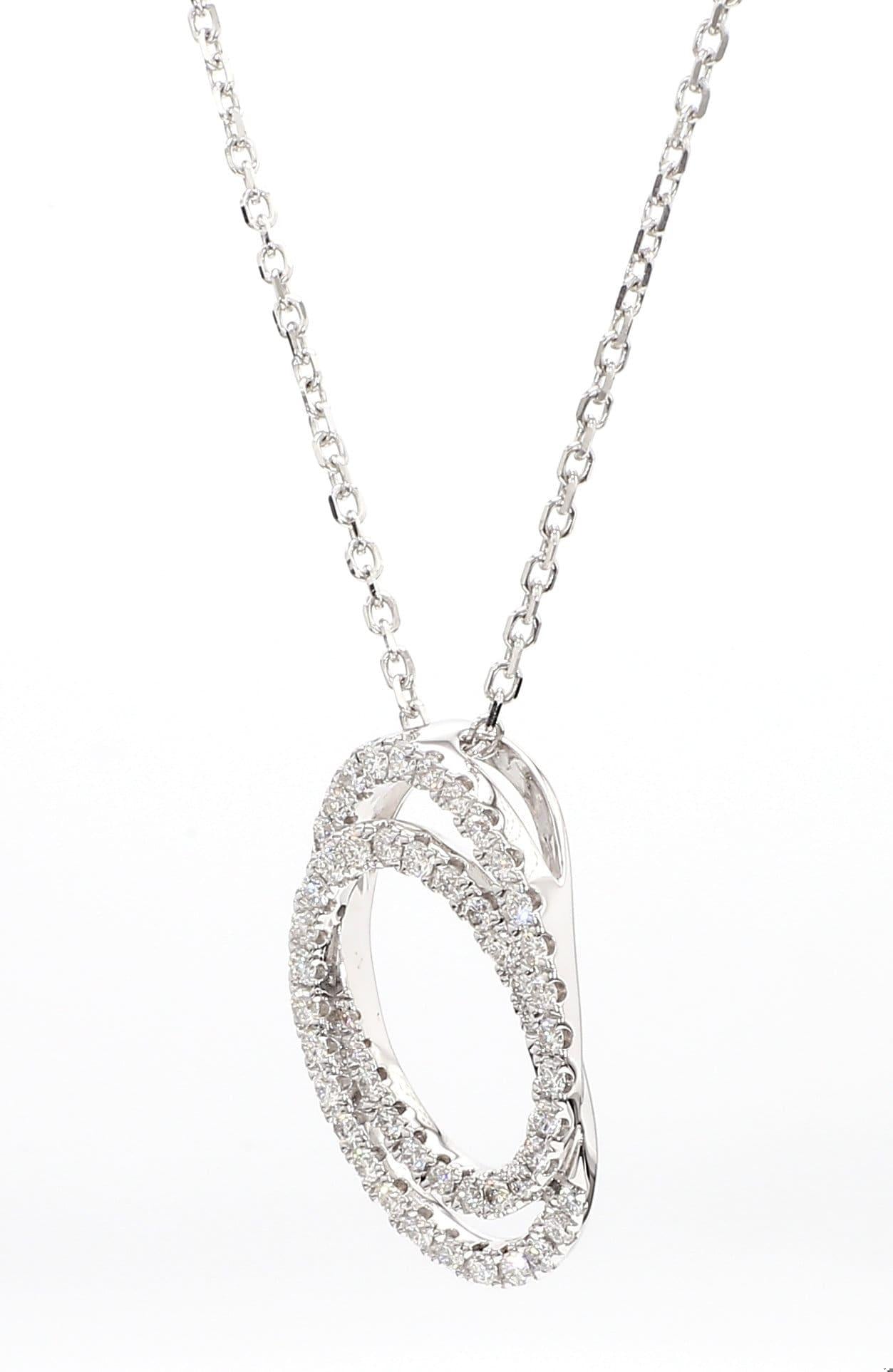 Natural White Round Diamond 0.60 Carat TW White Gold Drop Pendant