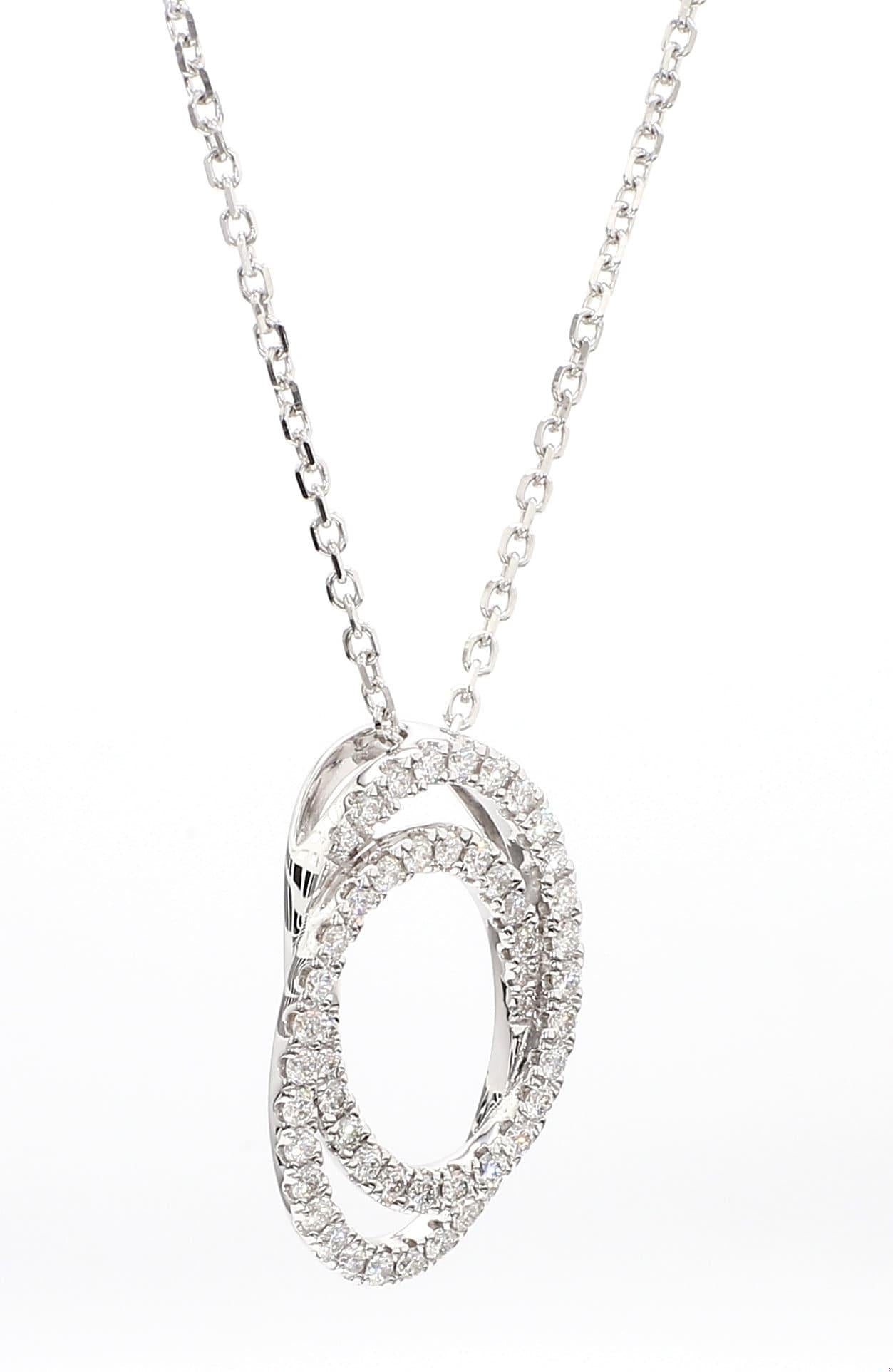 Natural White Round Diamond 0.60 Carat TW White Gold Drop Pendant
