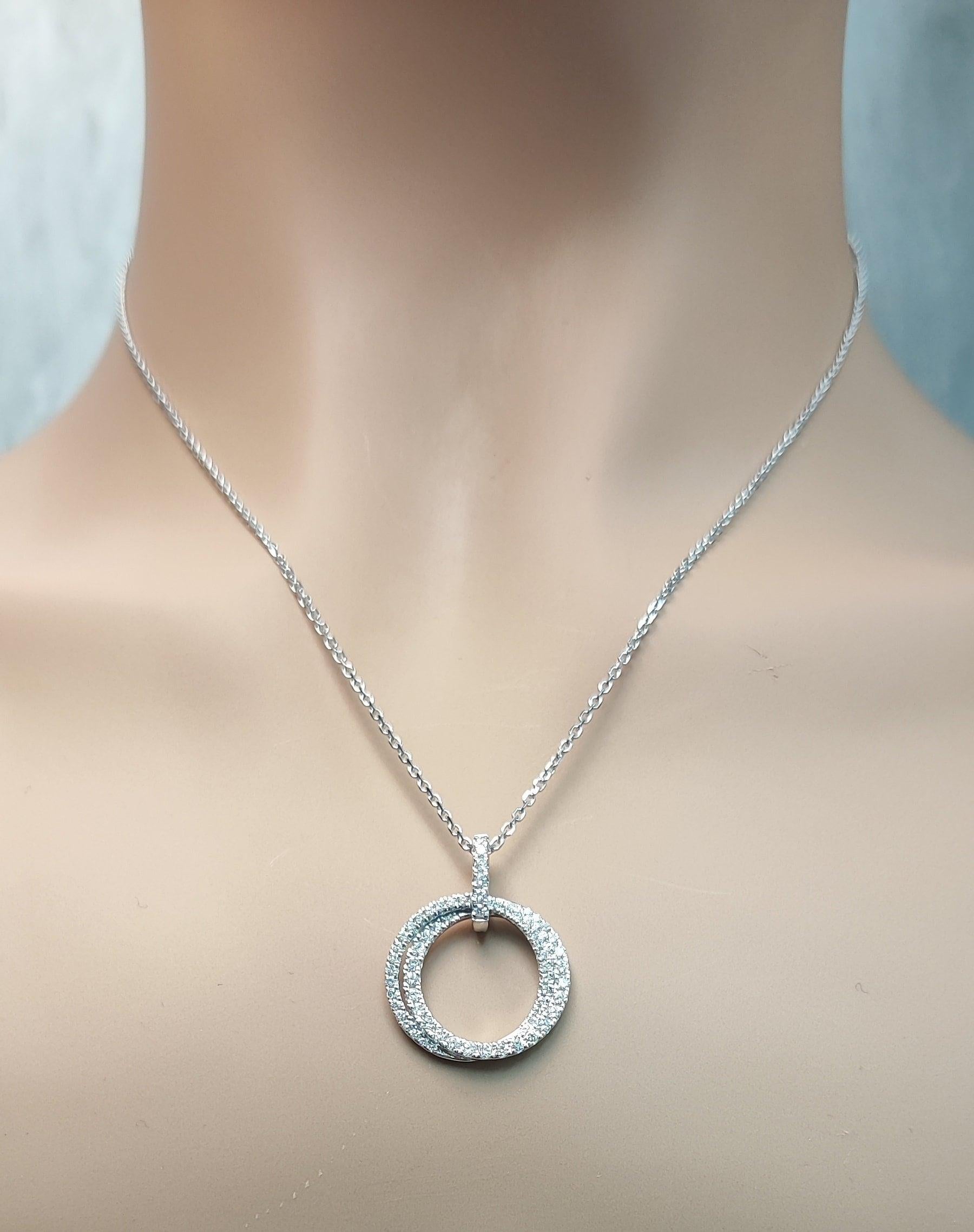 Natural White Round Diamond 0.63 Carat TW White Gold Drop Pendant