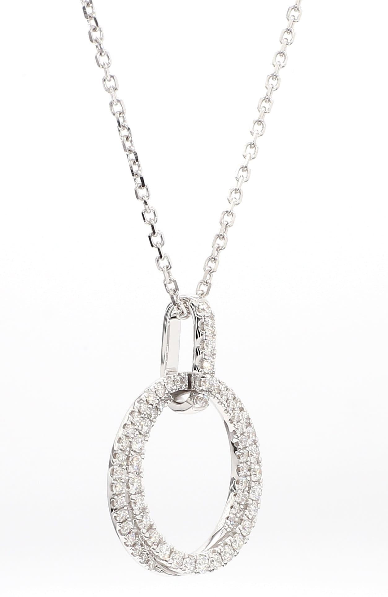 Natural White Round Diamond 0.63 Carat TW White Gold Drop Pendant