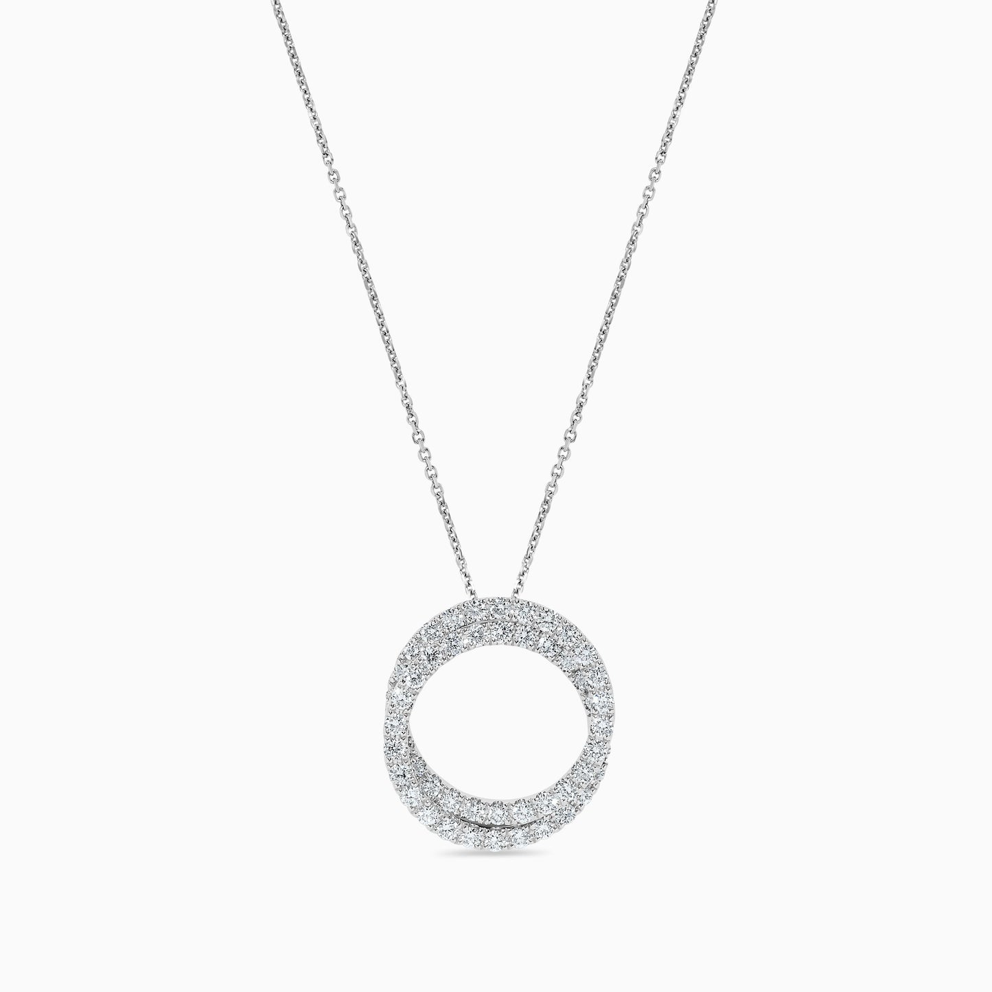 Natural White Round Diamond 1.20 Carat TW White Gold Drop Pendant
