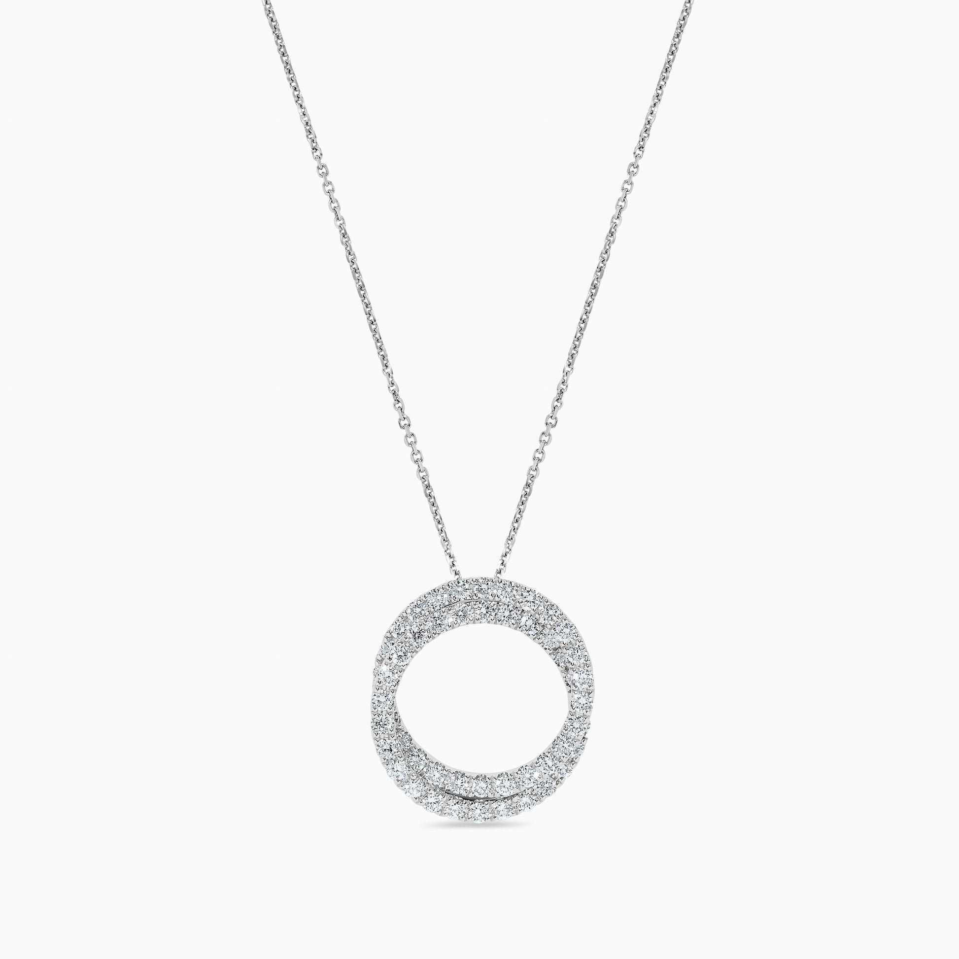Natural White Round Diamond 1.20 Carat TW White Gold Drop Pendant