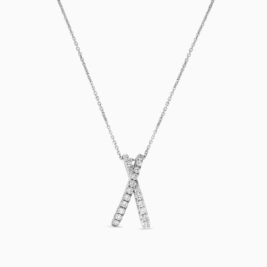 Natural White Round Diamond .54 Carat TW White Gold Drop Pendant