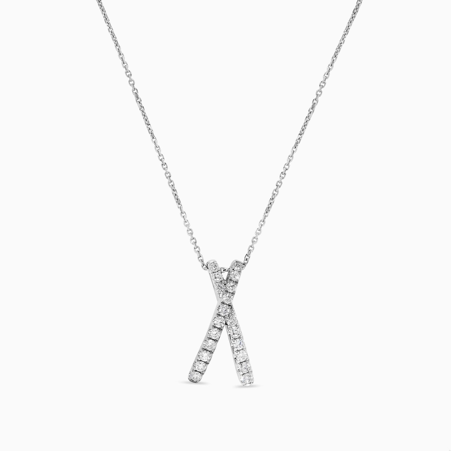 Natural White Round Diamond .54 Carat TW White Gold Drop Pendant