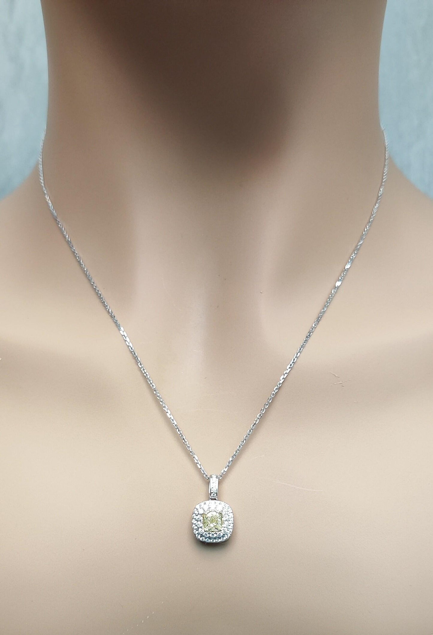 Natural Yellow Cushion Diamond 1.02 Carat TW Gold Drop Pendant