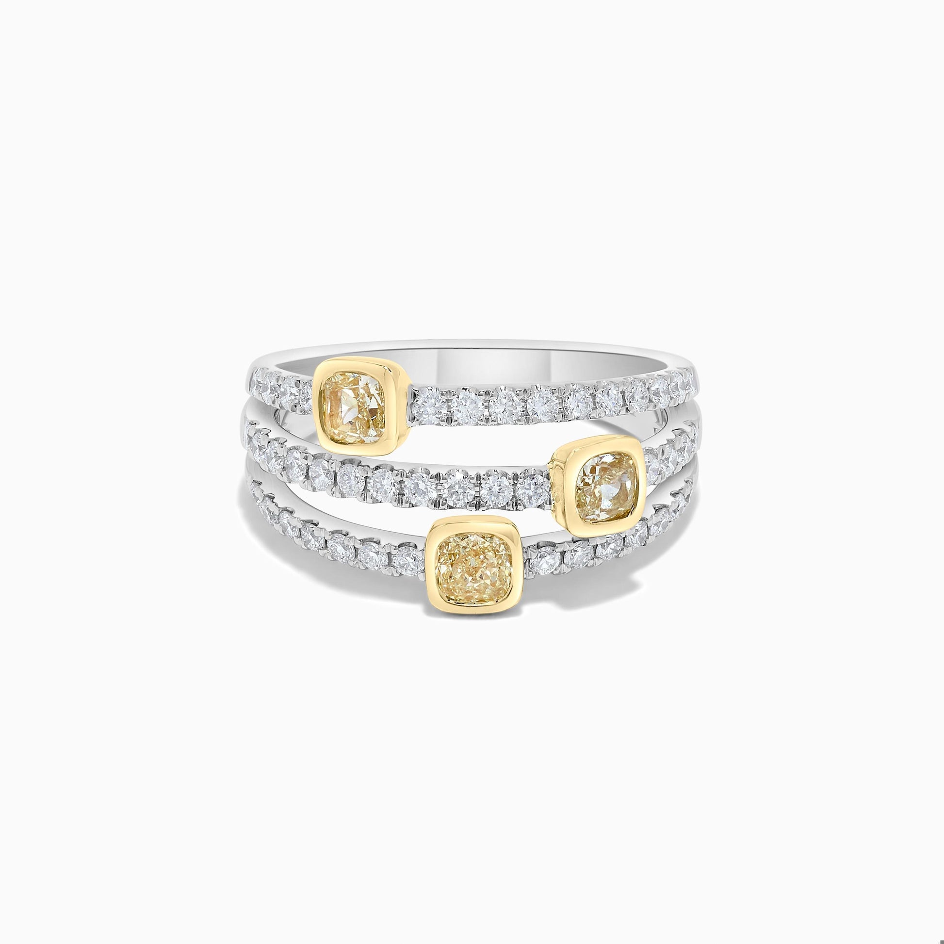 Natural Yellow Cushion Diamond 1.18 Carat TW Gold Wedding Band