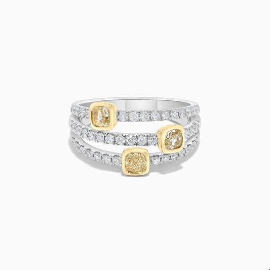 Natural Yellow Cushion Diamond 1.18 Carat TW Gold Wedding Band