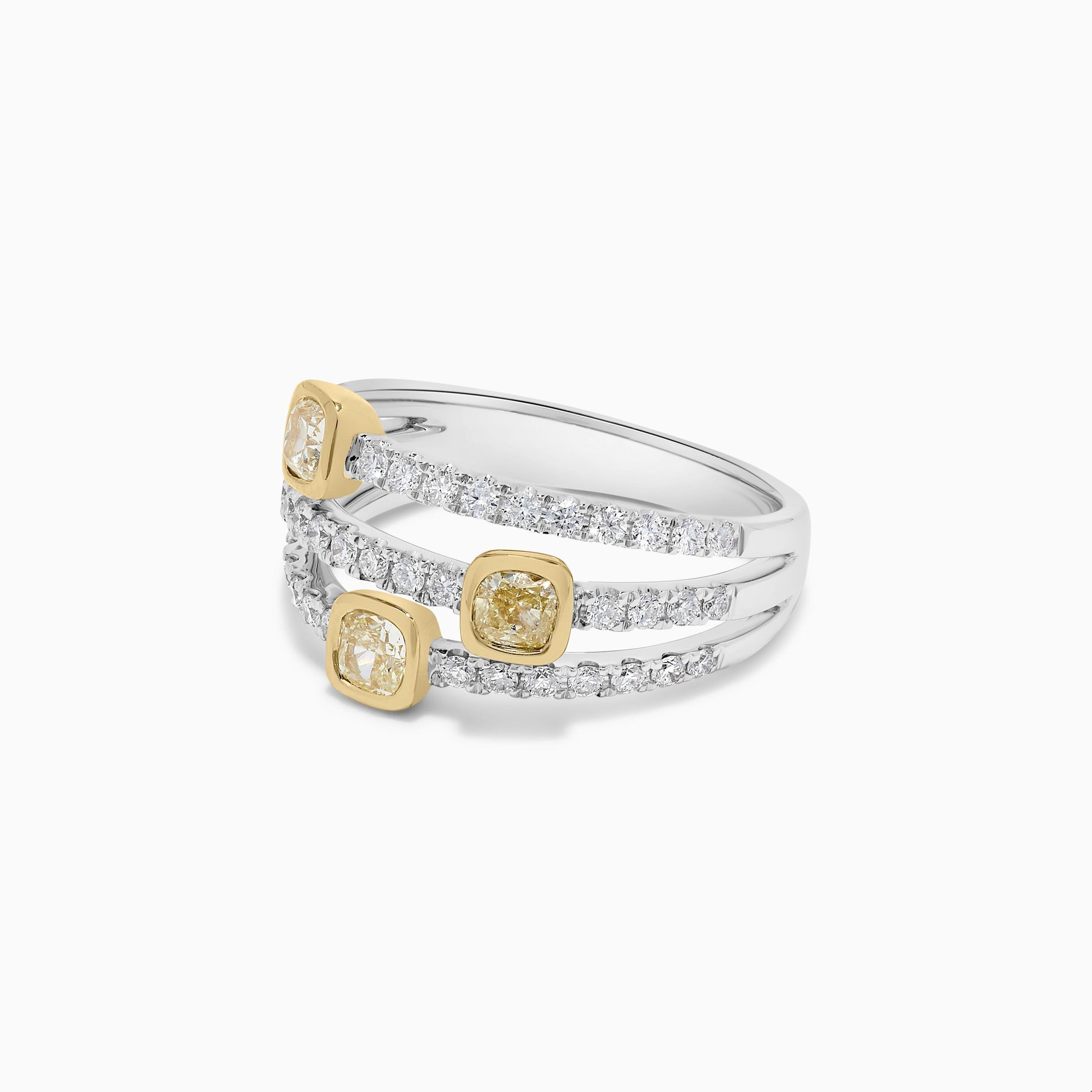 Natural Yellow Cushion Diamond 1.18 Carat TW Gold Wedding Band