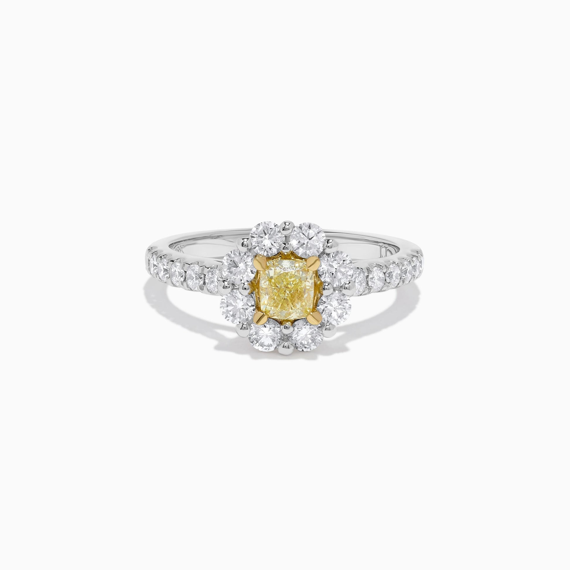 Natural Yellow Cushion Diamond 1.27 Carat TW Platinum Cocktail Ring