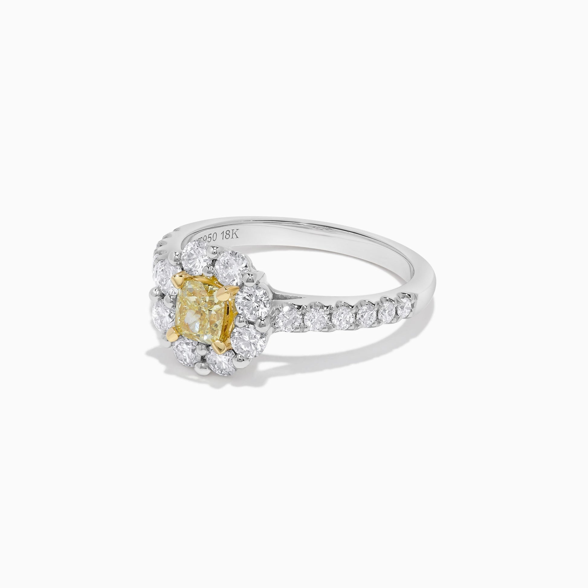 Natural Yellow Cushion Diamond 1.27 Carat TW Platinum Cocktail Ring