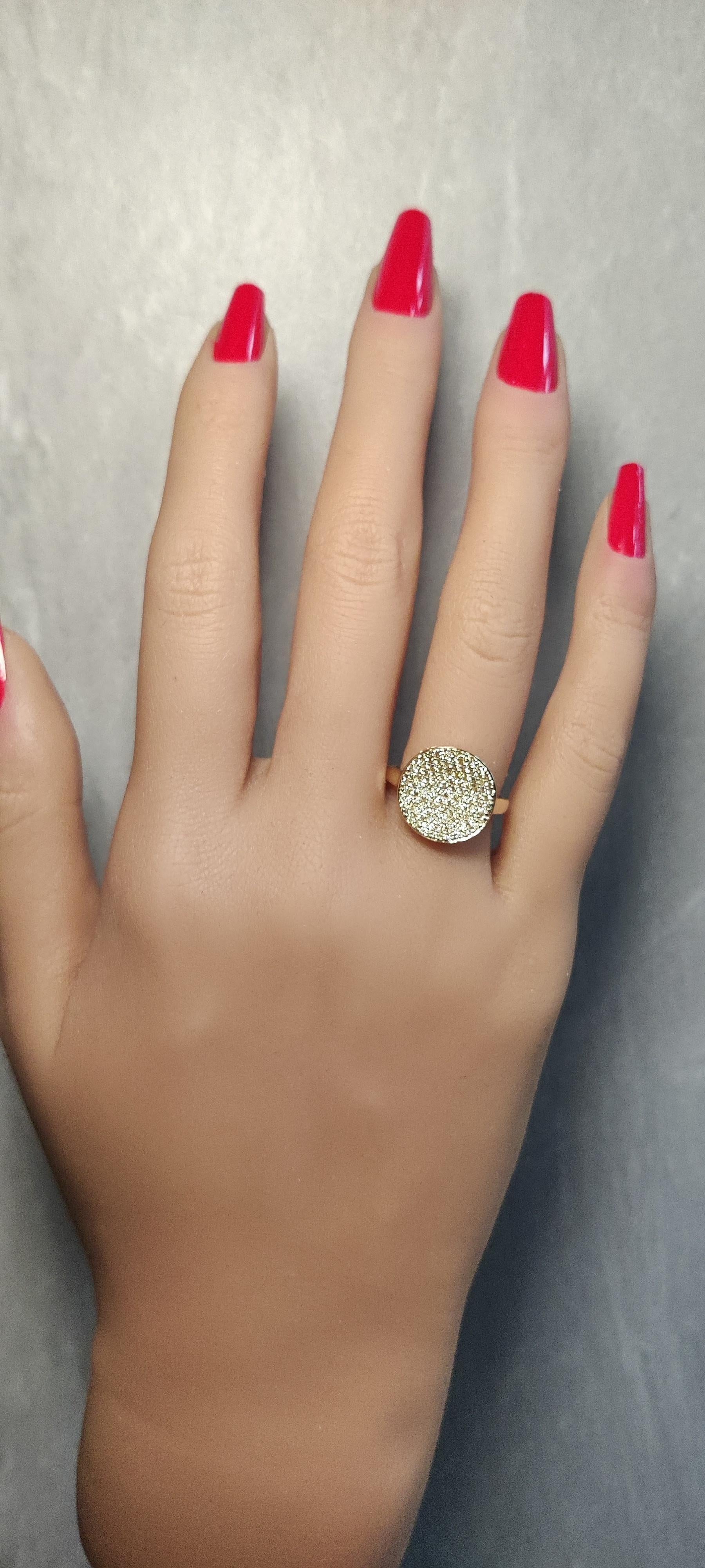 Natural Yellow Round Diamond .67 Carat TW Yellow Gold Cocktail Ring