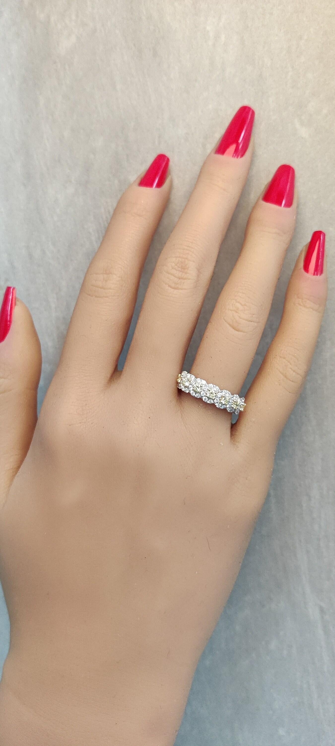 Natural Yellow Round Diamond .86 Carat TW Gold Wedding Band