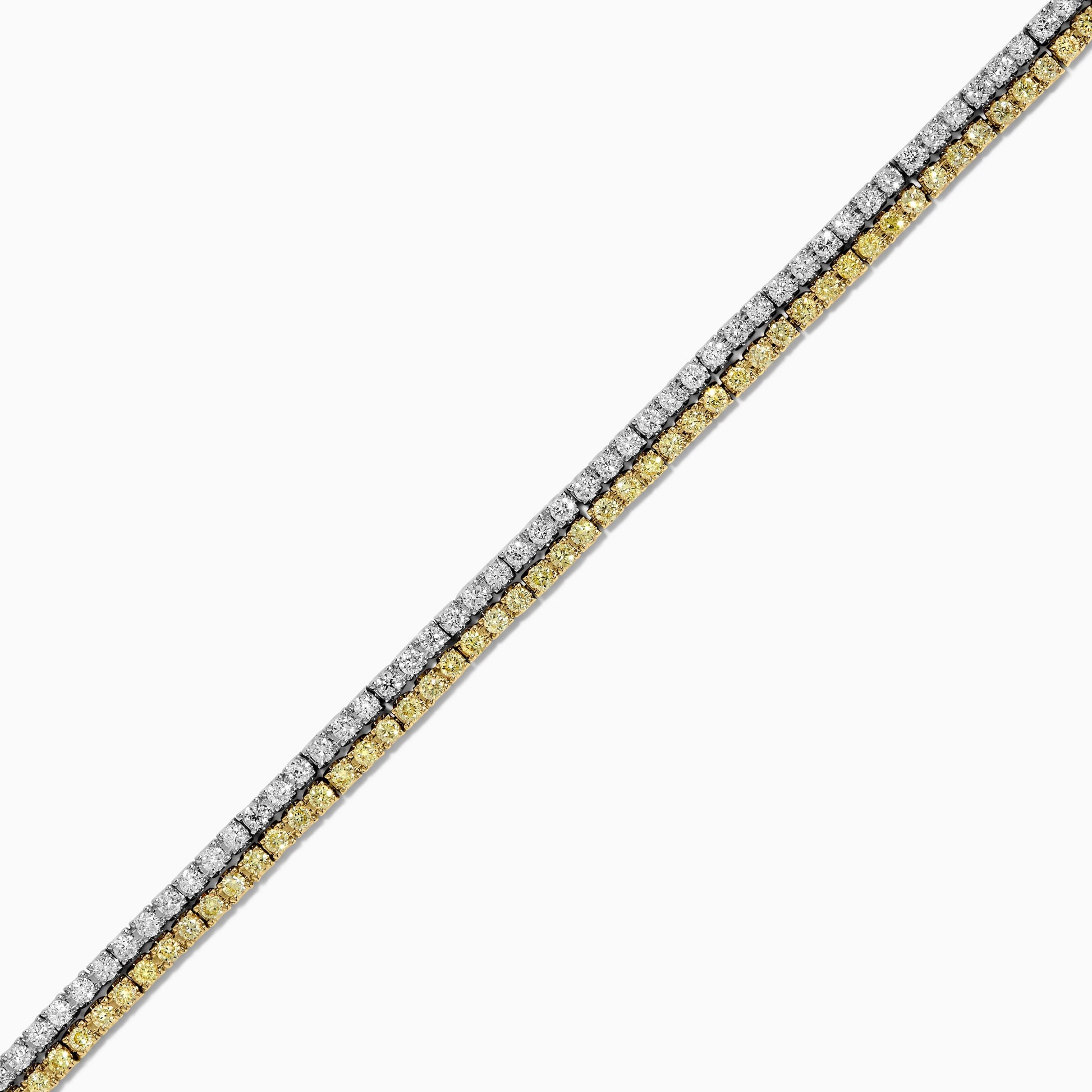 Natural Yellow Round and White Diamond 2.88 Carat TW Gold Tennis Bracelet