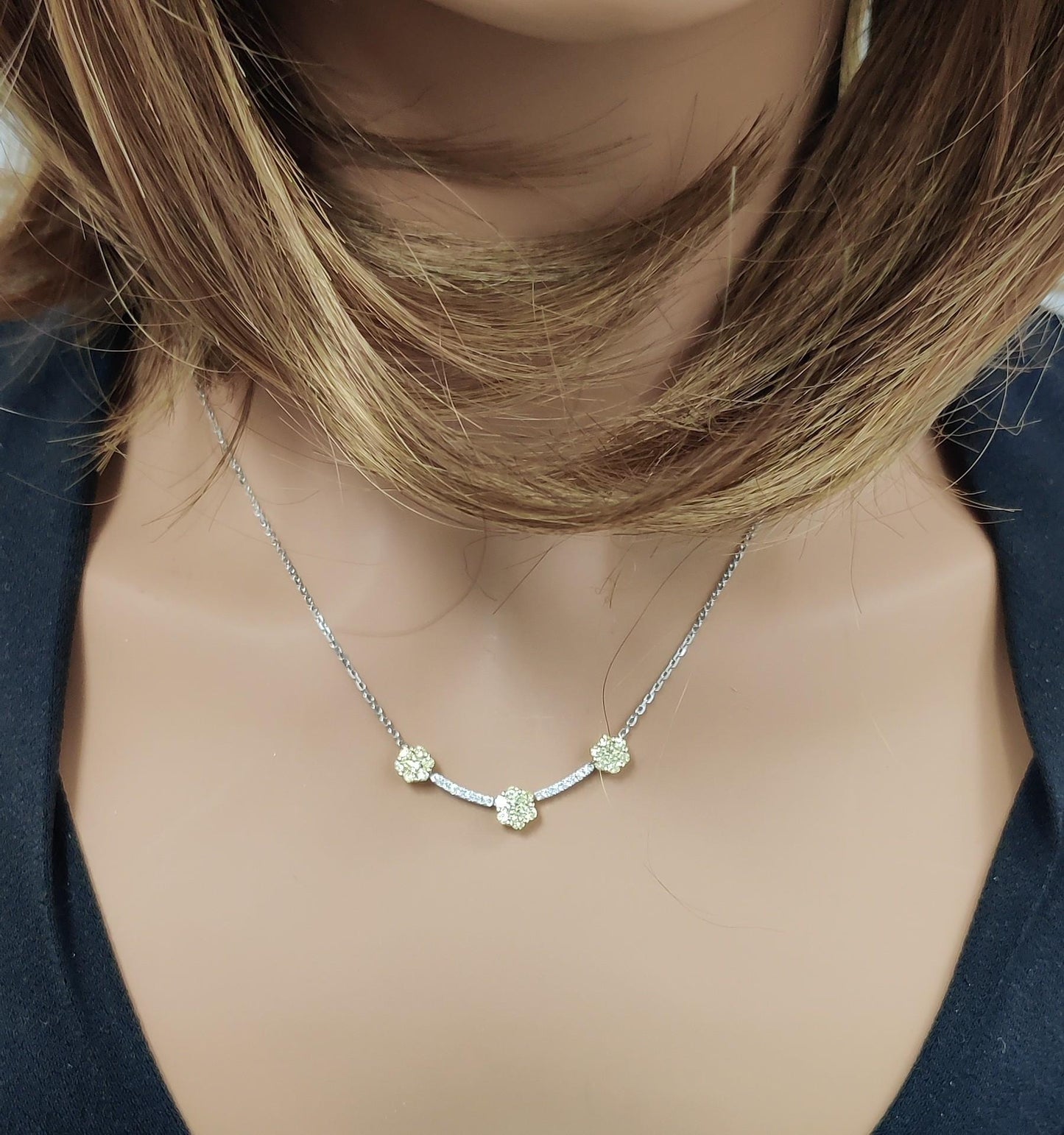 Natural Yellow Round Diamond 0.70 Carat TW Gold Drop Necklace