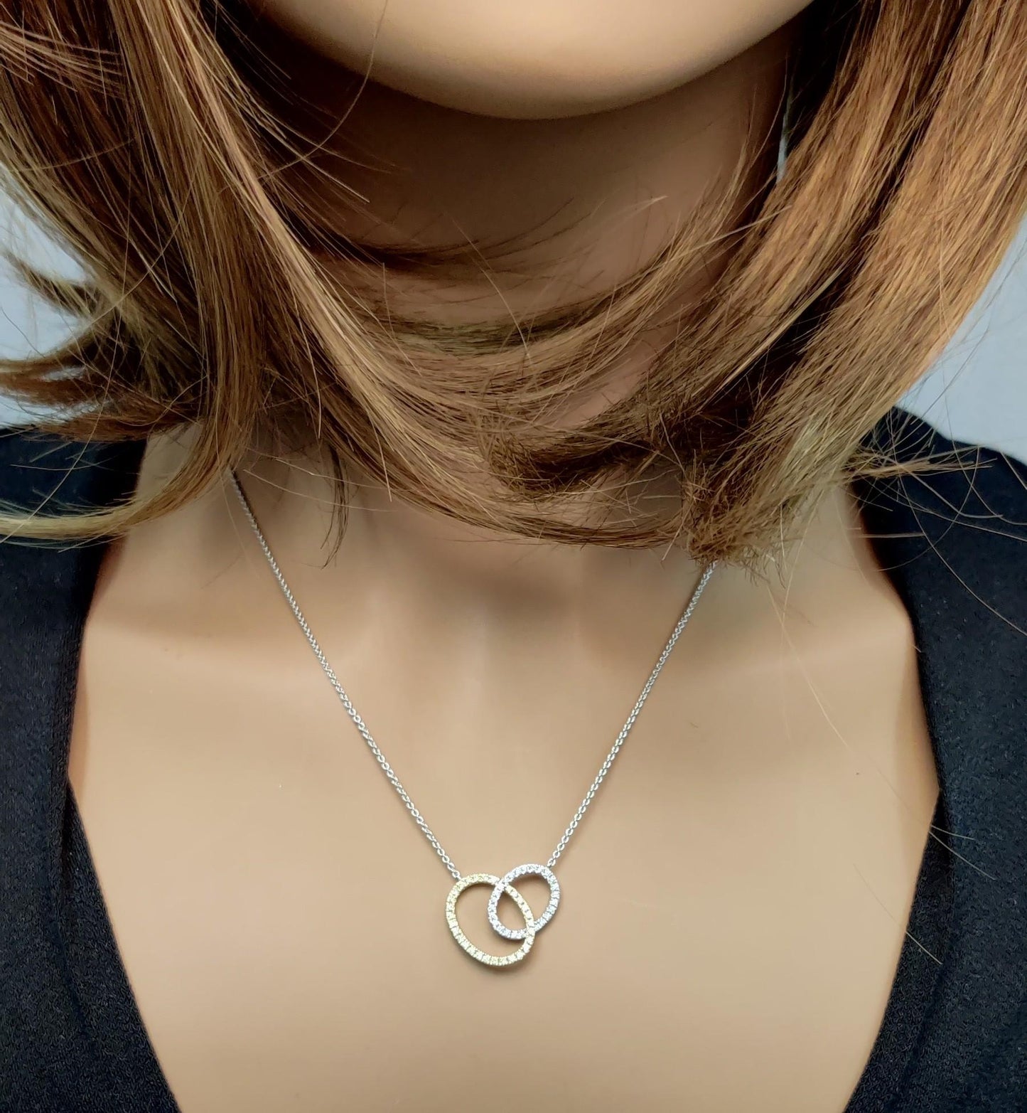 Natural Yellow Round Diamond 0.32 Carat TW Gold Drop Necklace