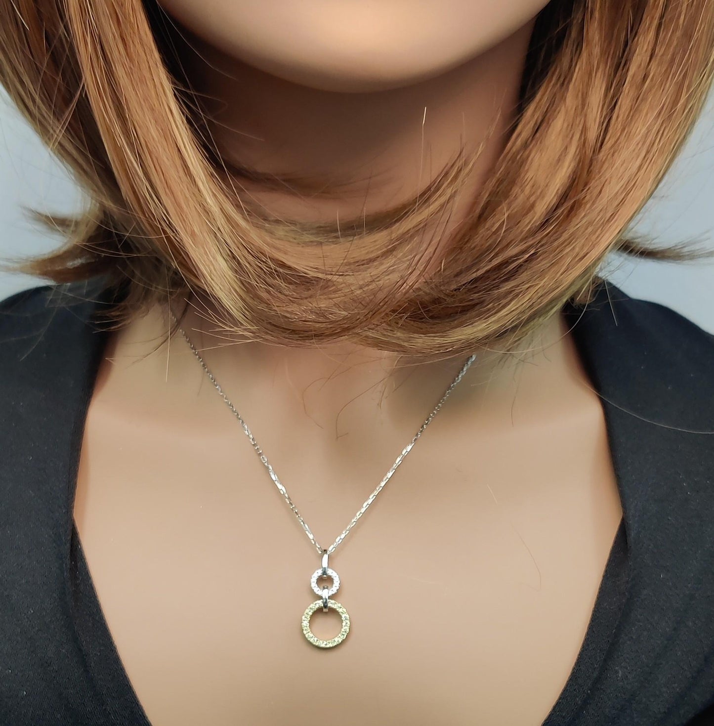 Natural Yellow Round and White Diamond .33 Carat TW Gold Drop Pendant