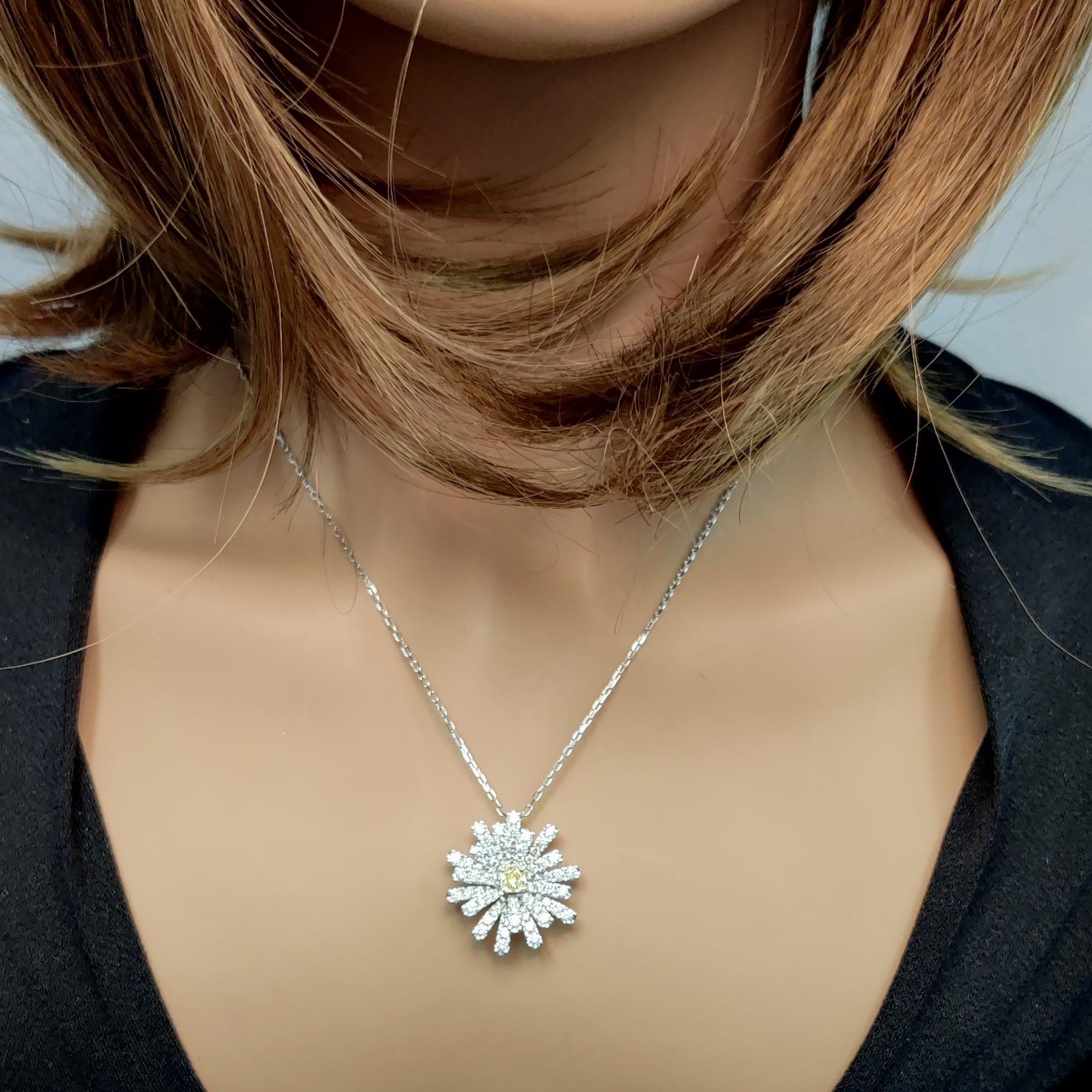 Natural Yellow Cushion and White Diamond 1.75 Carat TW Gold Drop Pendant