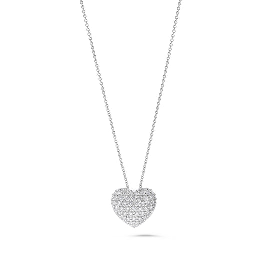 Natural White Round Diamond 1.08 Carat TW White Gold Drop Pendant