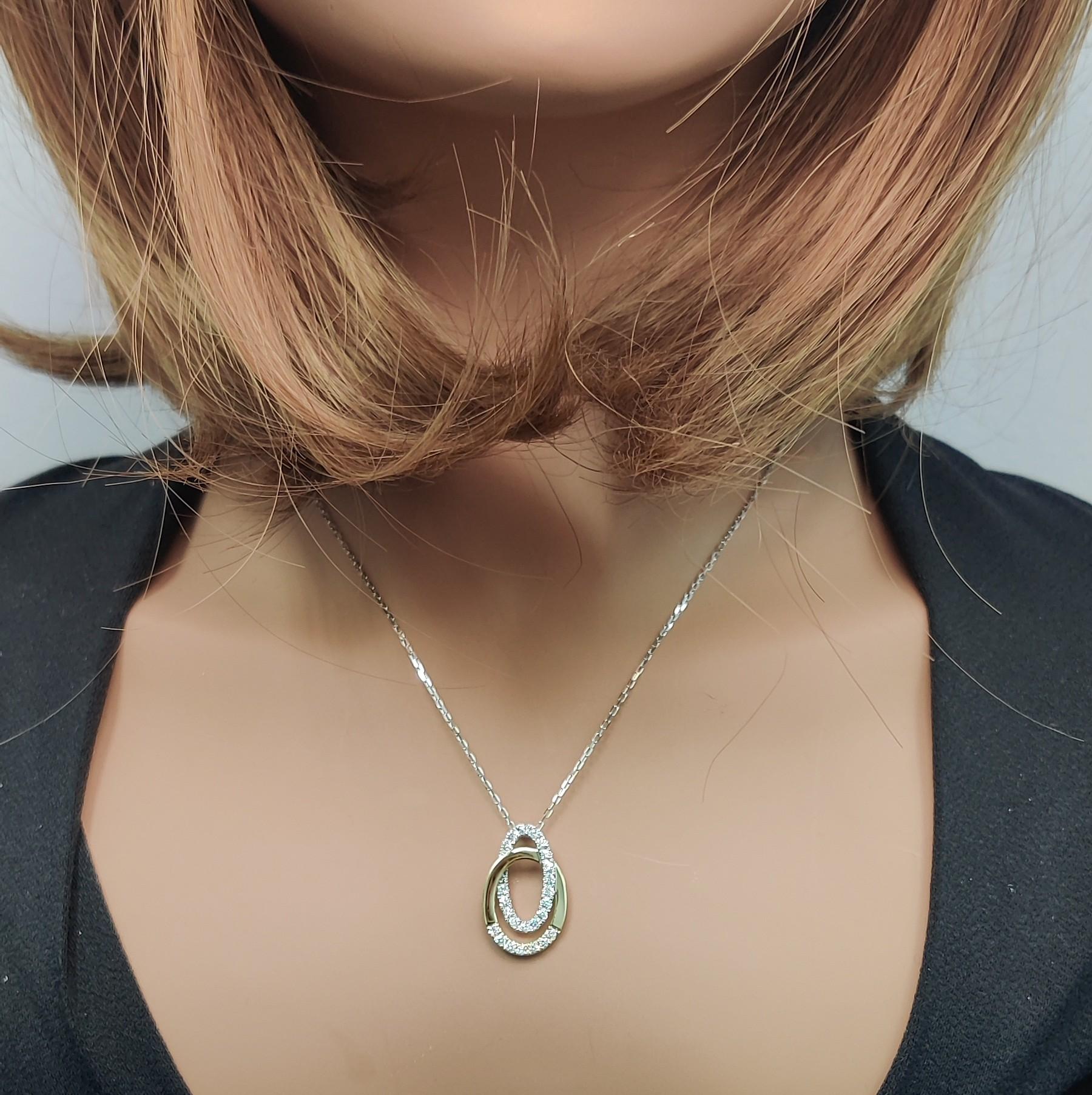 Natural White Round Diamond 0.53 Carat TW Gold Drop Pendant