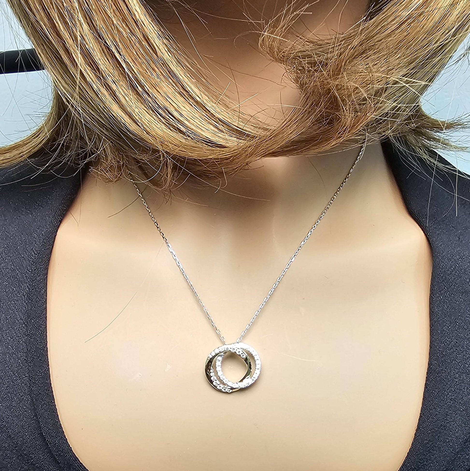 Natural White Round Diamond 0.54 Carat TW Gold Drop Pendant