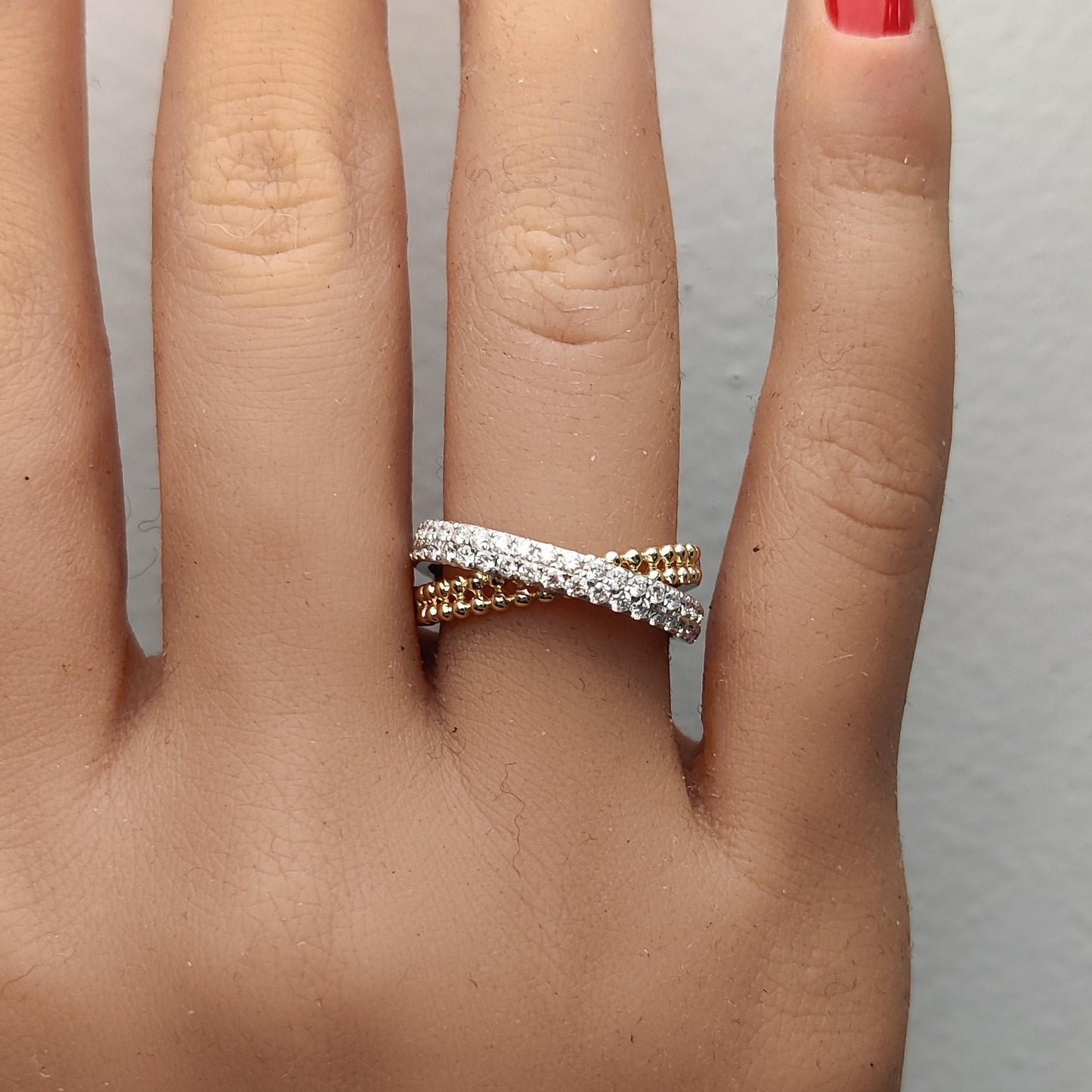 Natural White Round Diamond 0.50 Carat TW Gold Cocktail Band