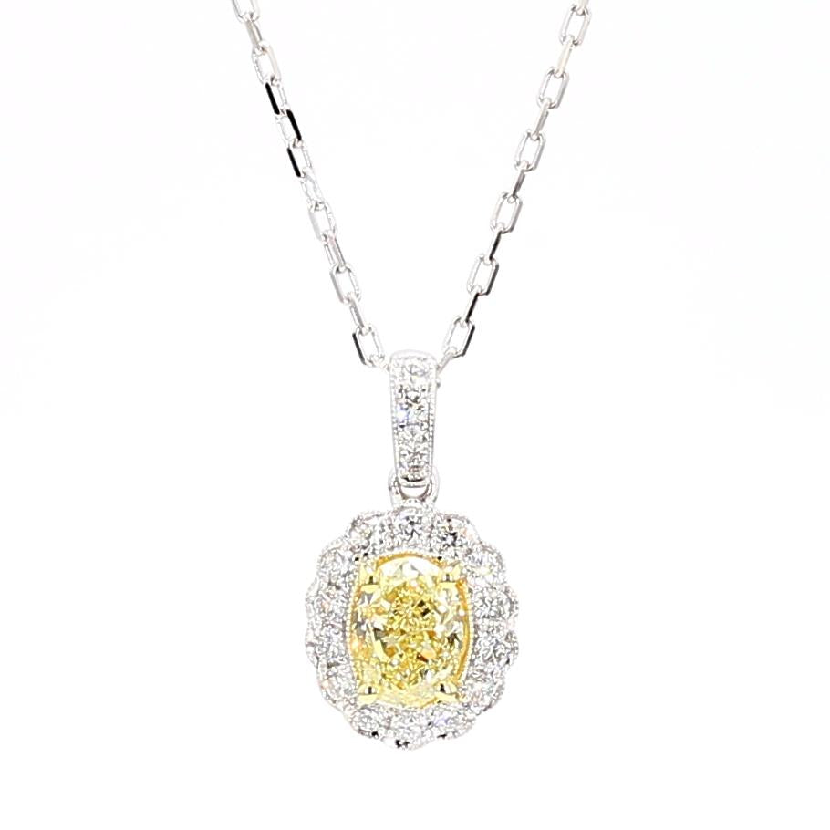 GIA Certified Natural Yellow Oval Diamond 1.20 Carat TW Gold Drop Pendant