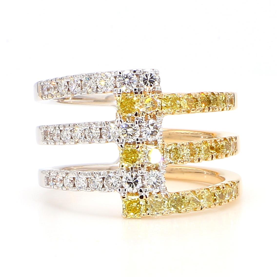 Natural Yellow Radiant Diamond 1.23 Carat TW Gold Cocktail Ring