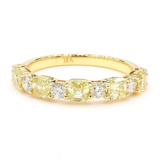 Natural Yellow Cushion Diamond 1.64 Carat TW Gold Cocktail Band