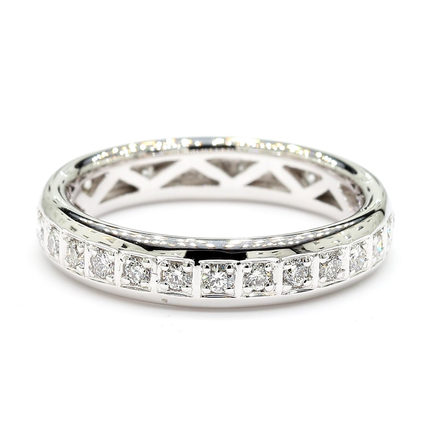 Natural White Round Diamond 0.50 Carat TW White Gold Eternity Band