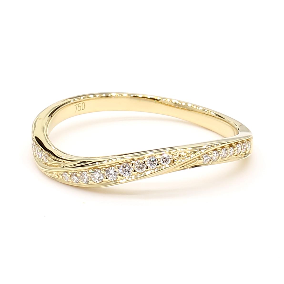 Natural White Round Diamond 0.56 Carat TW Yellow Gold Wedding Band